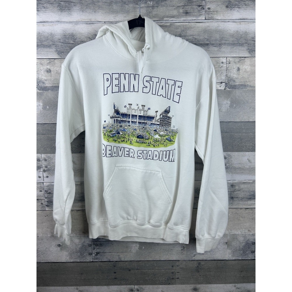 Penn State PSU Beaver Stadium Small White Hoodie Vintage Classic